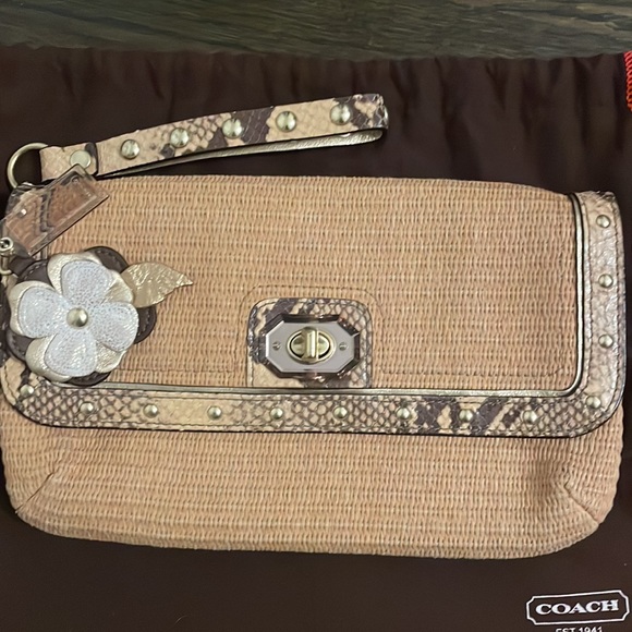 Coach Straw Python Clutch - Picture 3 of 9